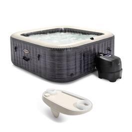 Intex - PureSpa Plus Greystone Inflatable Hot Tub, 94x28", w/ Tablet & Phone Tray - Gray