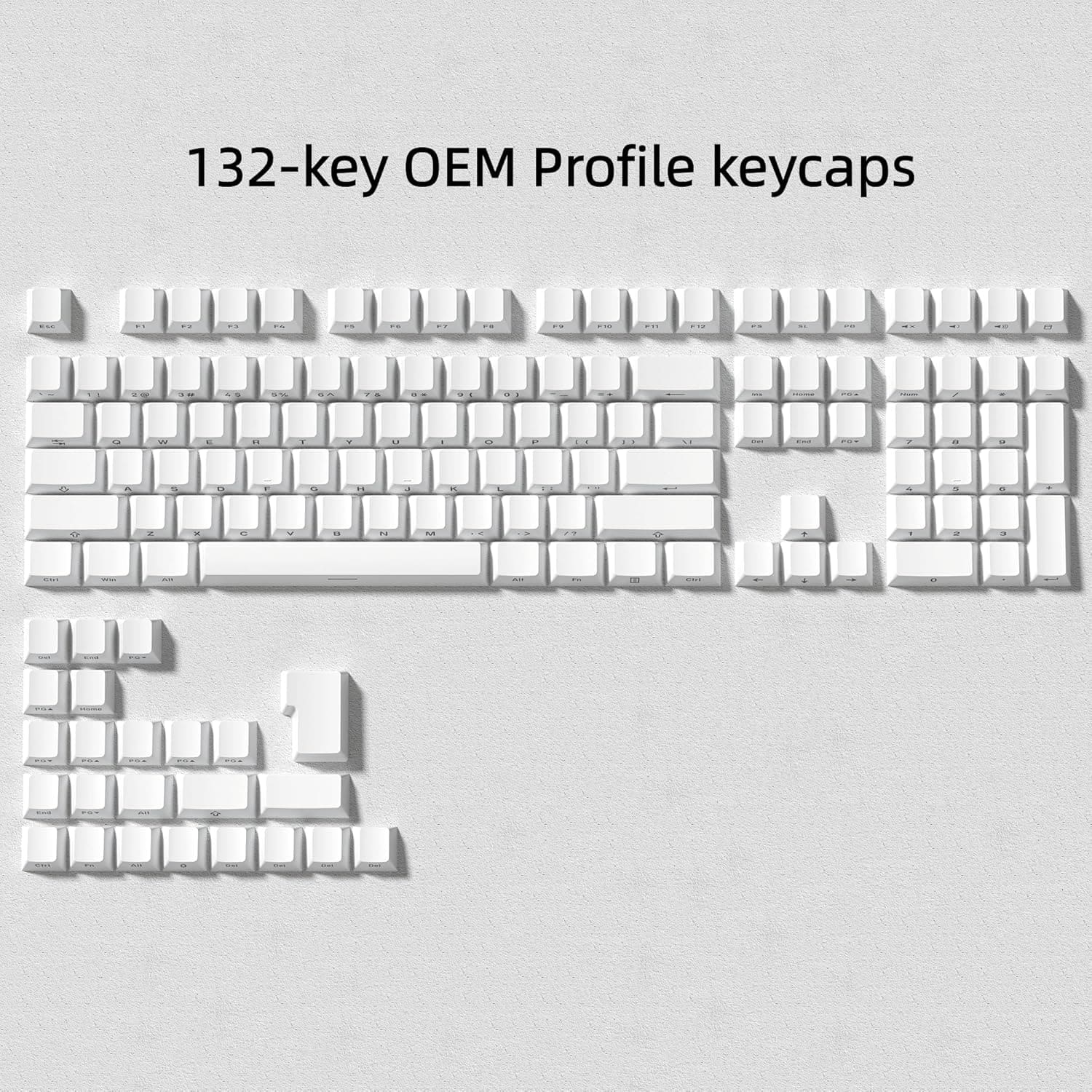 Womier - Shine Through keycaps,Double Shot Custom OEM Profile Keyboard Keys for MX Switches Mechanical Keyboard - White-131 Keys