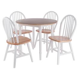 Winsome Wood - Sorella 5-Pc Drop Leaf Dining Table with Windsor Chairs - Natural/White