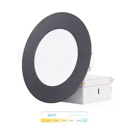 Infibrite - 4 In. Ultra-Thin Recessed LED Downlight 9W 750LM 5CCT Selectable Wet Rated, Triac Dimmable Trim 24-Pack - Black