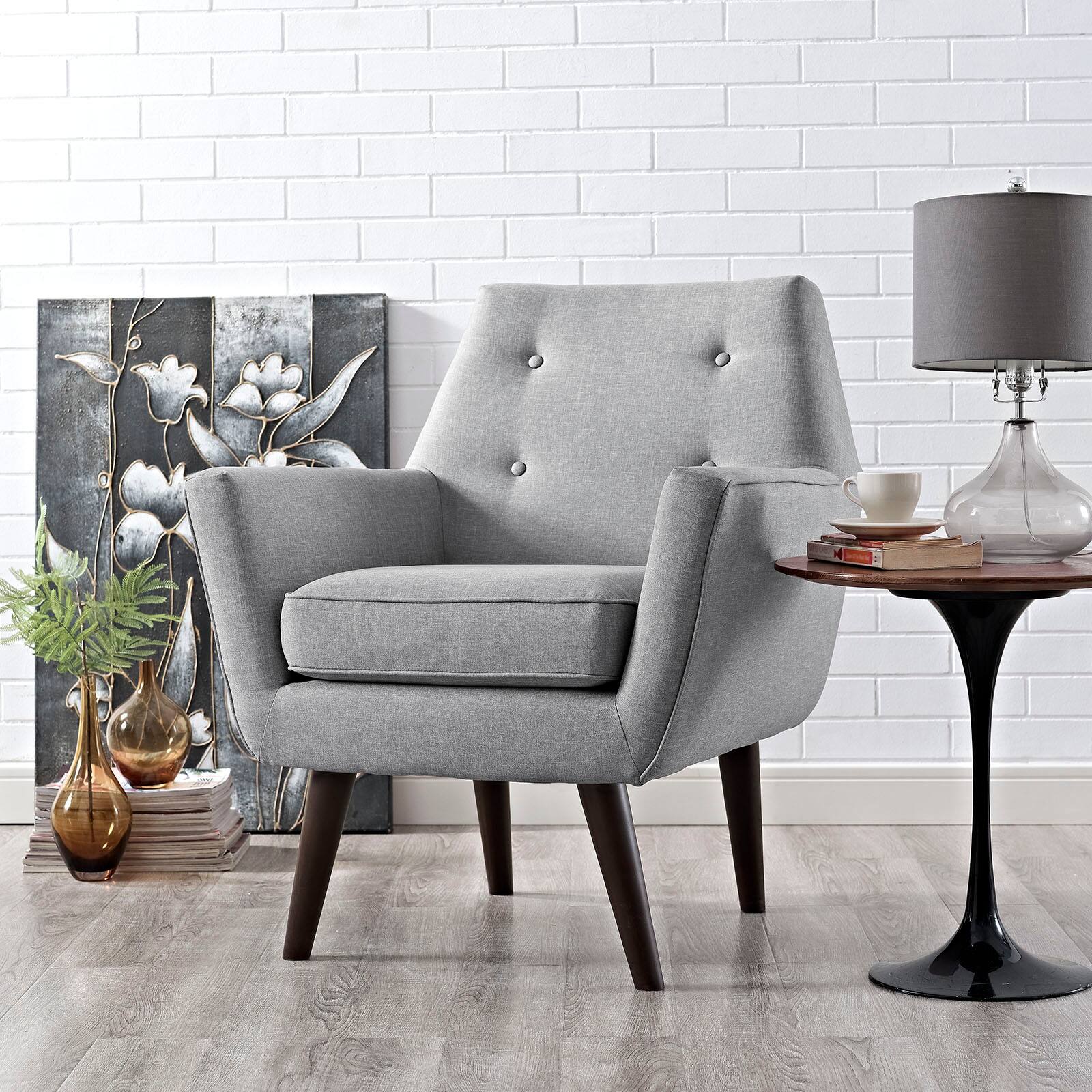 Front. Modway - Posit Upholstered Fabric Armchair by Modway - Light Gray.