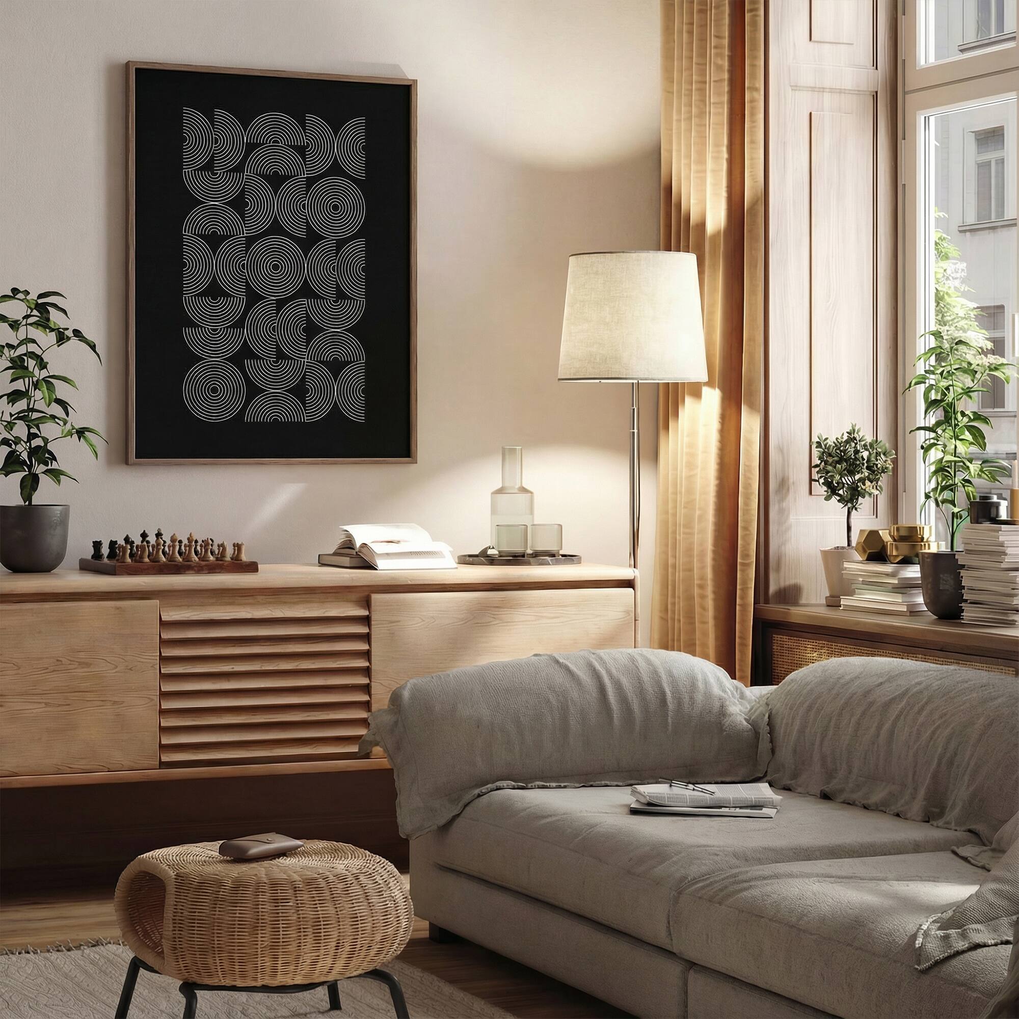 Alt View 2. HOMLUX - 1 Piece Framed Black and White Abstract Canvas Wall Art Line Art Wall Decor Decorative Canvas Print 24 in. x 18 in. - Multi-Colored.