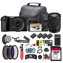 a6700 Mirrorless Vlogger Camera With 16-50mm II Lens + Sony E 18-135mm Lens + More Bundle