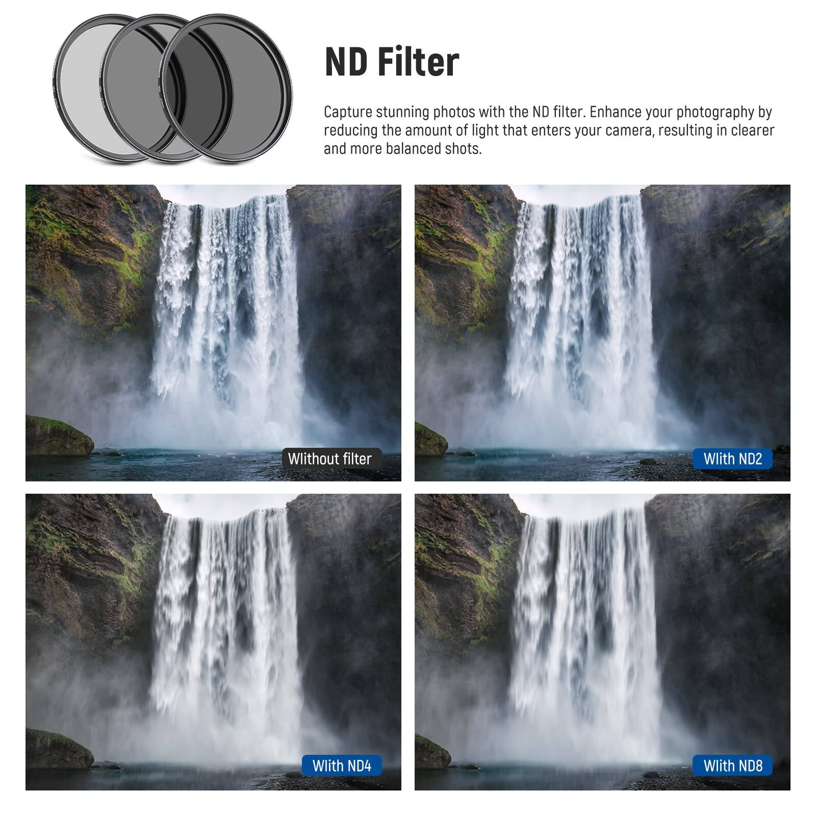ND Filter

Capture stunning photos with the ND filter. Enhance your photography by reducing the amount of light that enters your camera, resulting in clearer and more balanced shots.

Without filter

With ND2

With ND4

With ND8