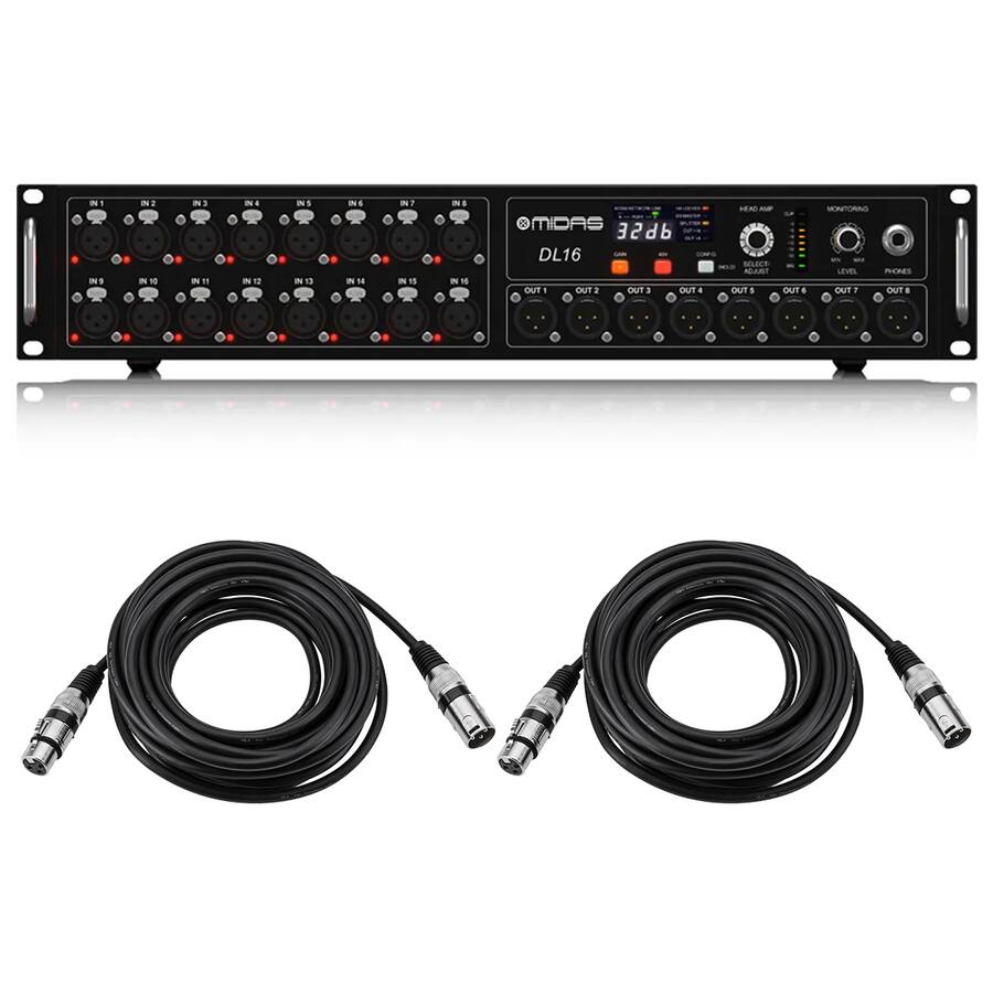 Input Vs Output Power DL16 16 Input and 8 Output Stage Box with 16 Midas Mic Preamps, Bundle ...