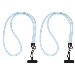 Unique Bargains - 2pcs Universal Adjustable Crossbody Wrist Strap with Phone Patch and Tether Tab for Keys ID Badges Smartphones - Light Blue