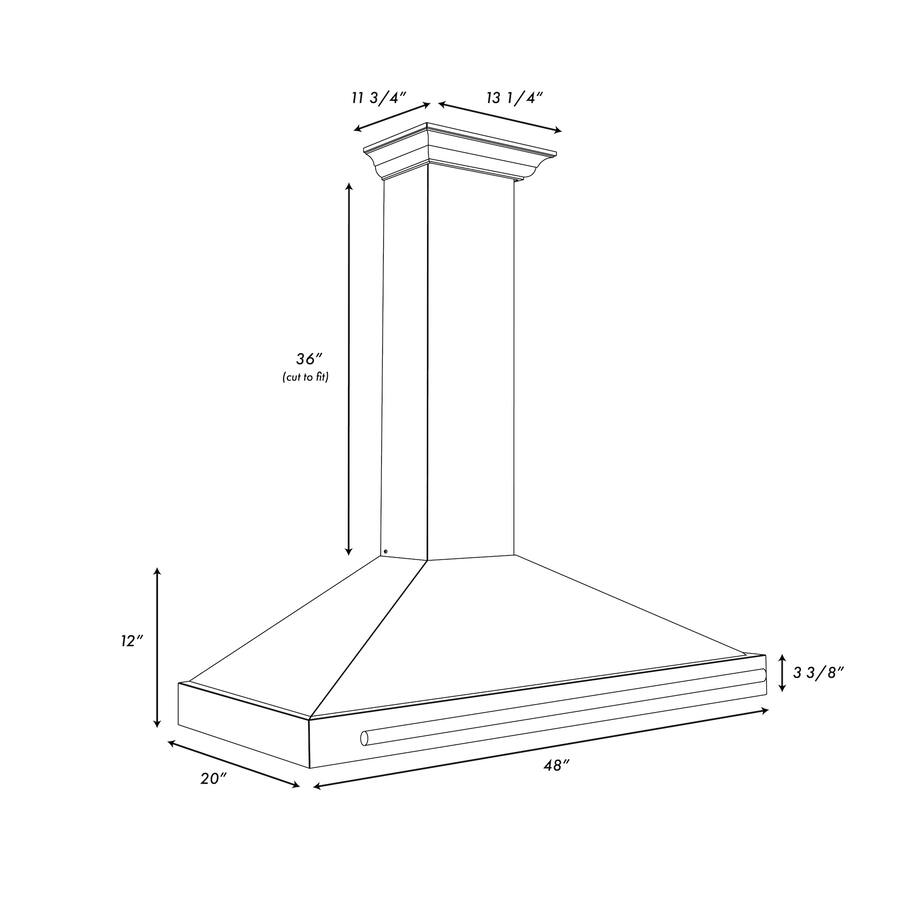 48 Inches ZLINE 48 inches Convertible & Convertible Wall Range Hood Stainless ...