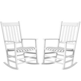Outsunny - Outdoor Rocking Chair Set of 2, Patio Rocking Chair with Smooth Curves, High Density Wooden Rockers - White