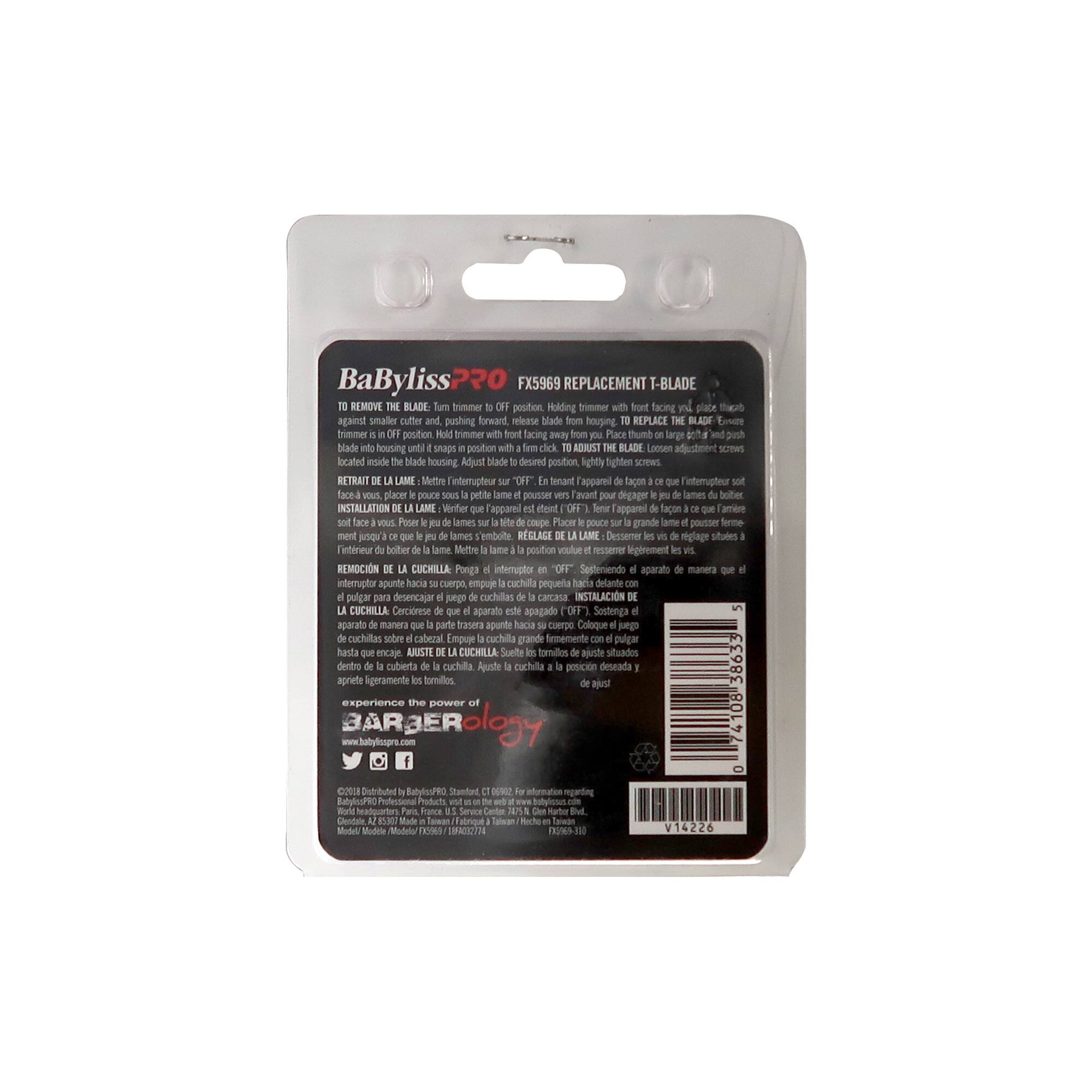 Back. Babyliss - BaByliss Pro Barberology FlashFX / EtchFX Replacement Blade with Brush + 9" Comb - Black.