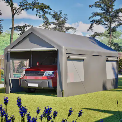 Front. Anysun - Anysun 10x20 FT Roll-up Windows Carport Canopy with Heavy Duty Metal Frame, Easy to Install.