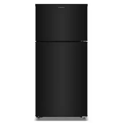 Front. Amana - 28 in. Wide 14 cu. ft. Top-Freezer Refrigerator With A Large Crisper Drawer - Black.
