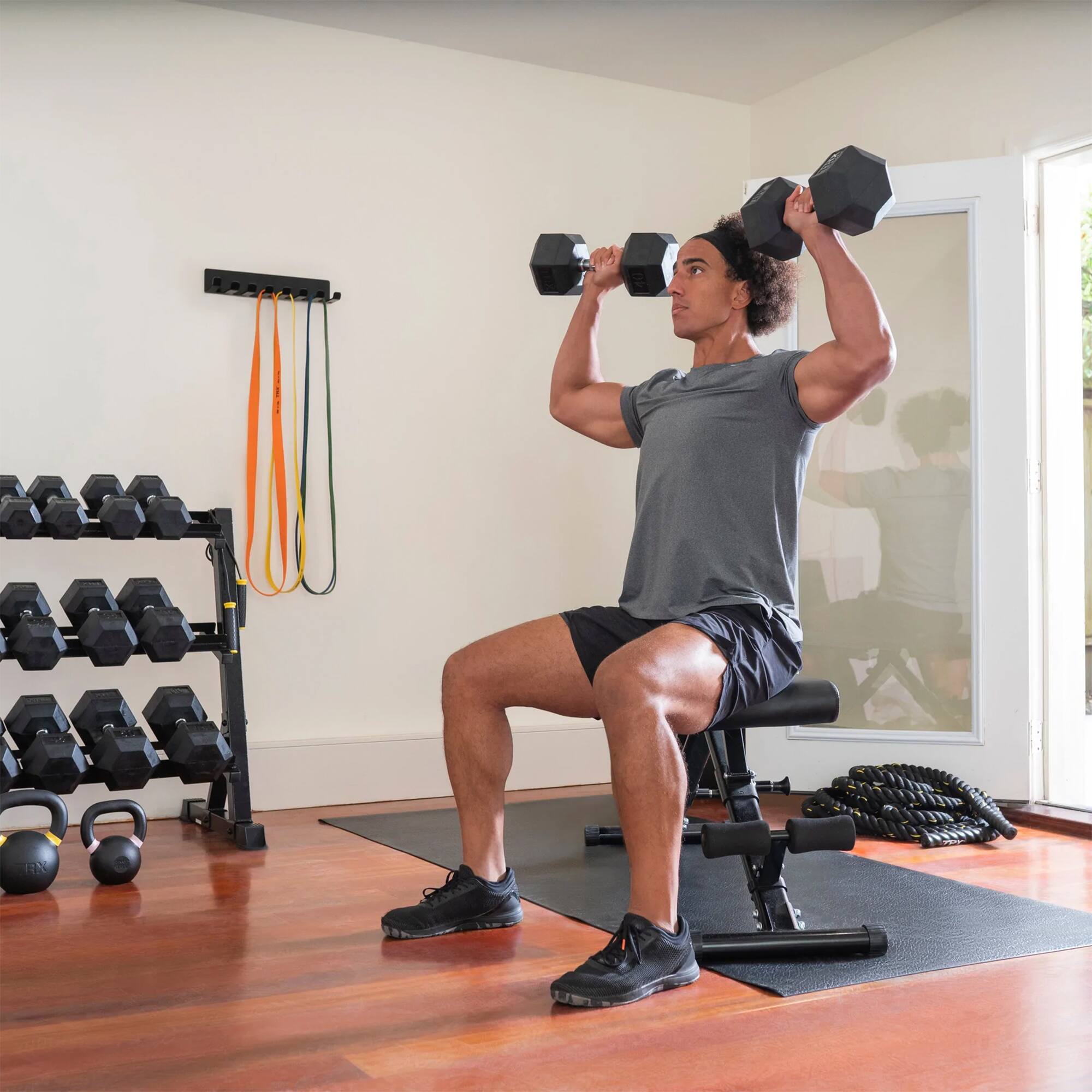 Alt View 10. TRX - TRX Hex Rubber 10 Pound Dumbbell Weight Strength Training Workout Equipment - Black.