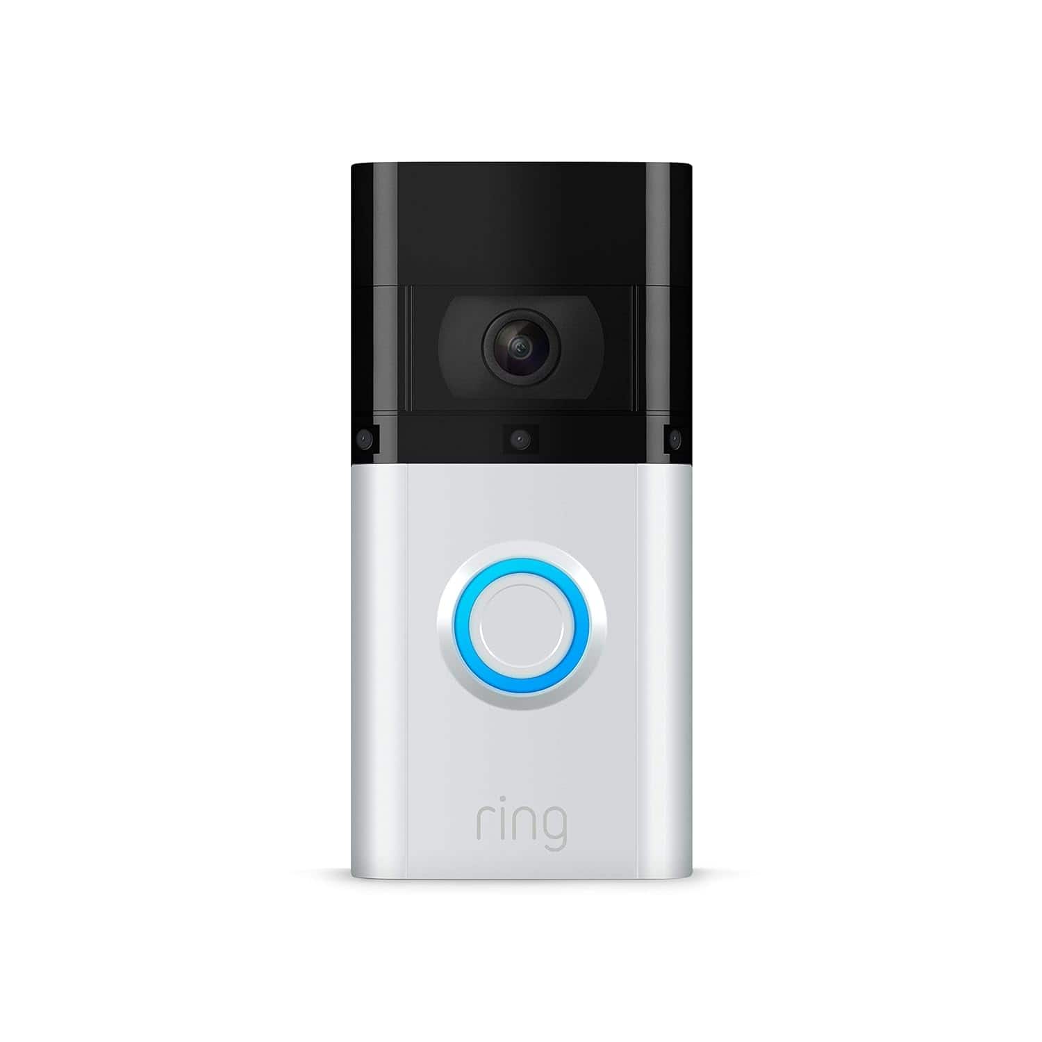 Ring - Video Doorbell 3 Plus with Pre-Roll Video - Satin Nickel / White