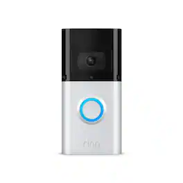 Ring - Video Doorbell 3 Plus with Pre-Roll Video - Satin Nickel / White