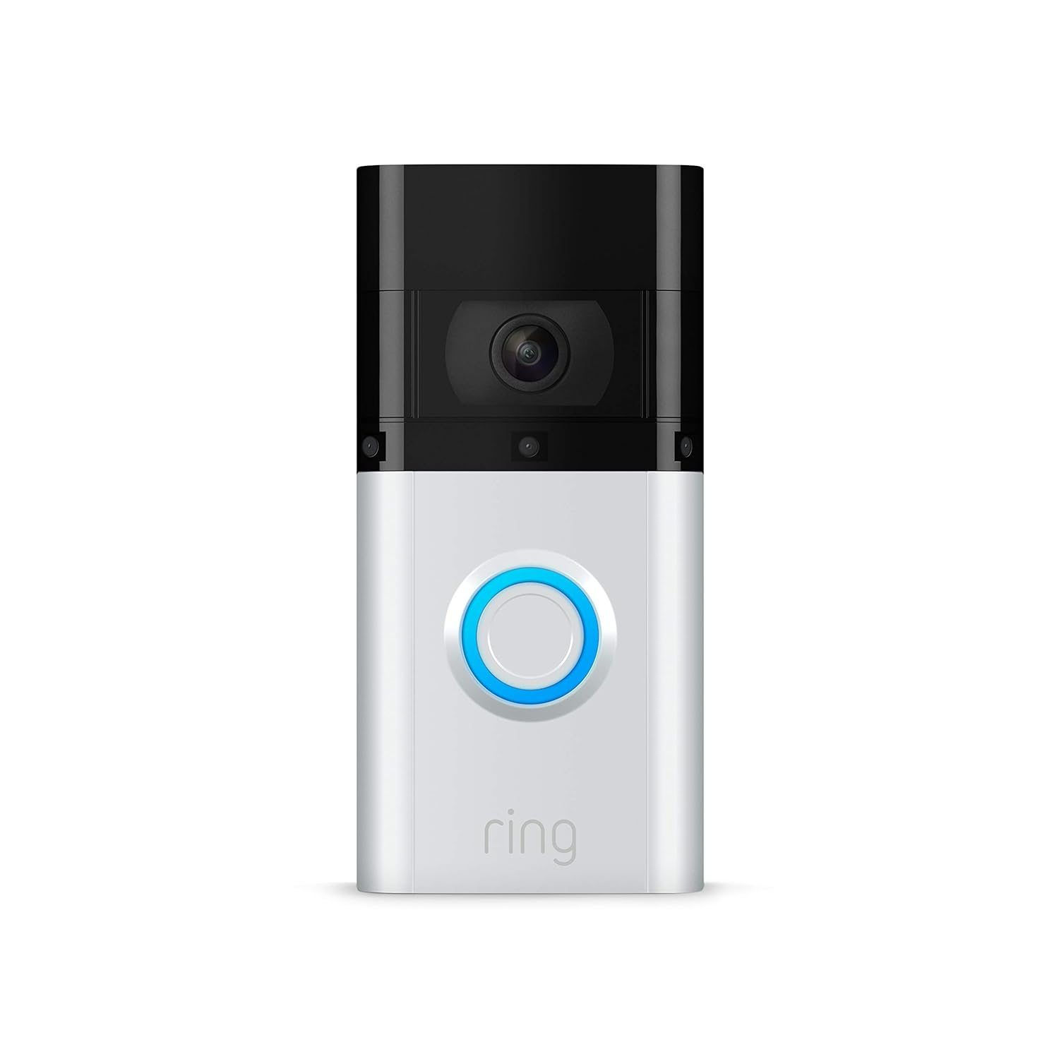 Front. Ring - Ring Video Doorbell 3 Plus with Pre-Roll Video - Satin Nickel / White.