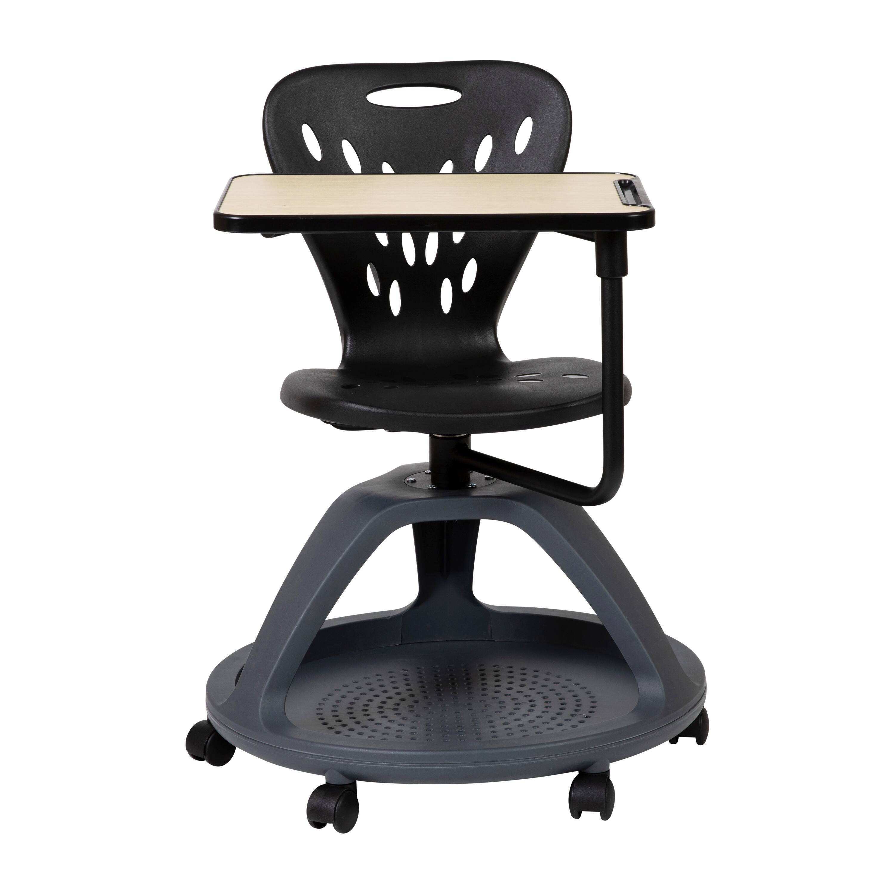Alt View 7. Emma + Oliver - Mobile Desk Chair - 360° Tablet Rotation and Storage Cubby - Black.