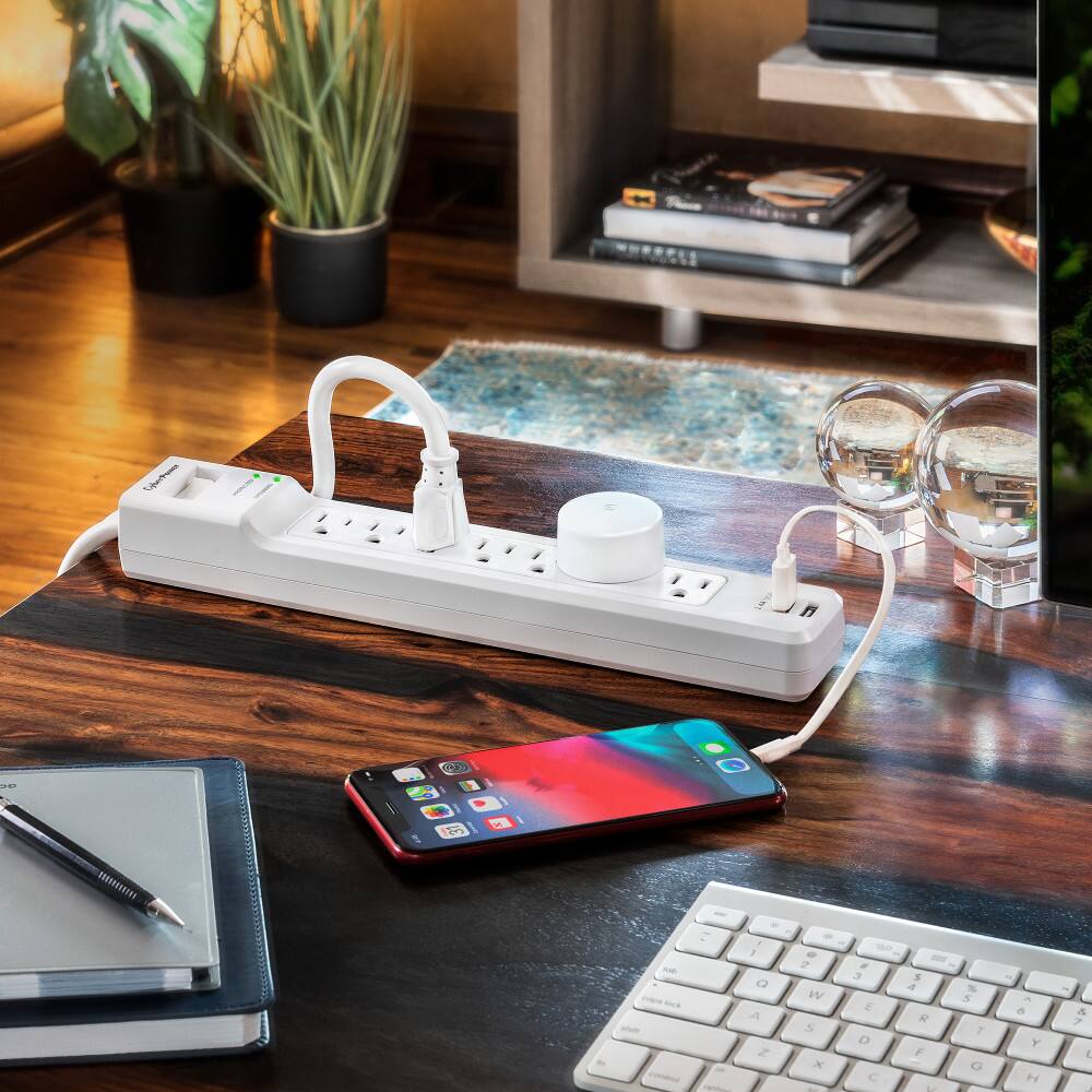Alt View 8. CyberPower - P704URC1 Home Office Surge Protectors - White.