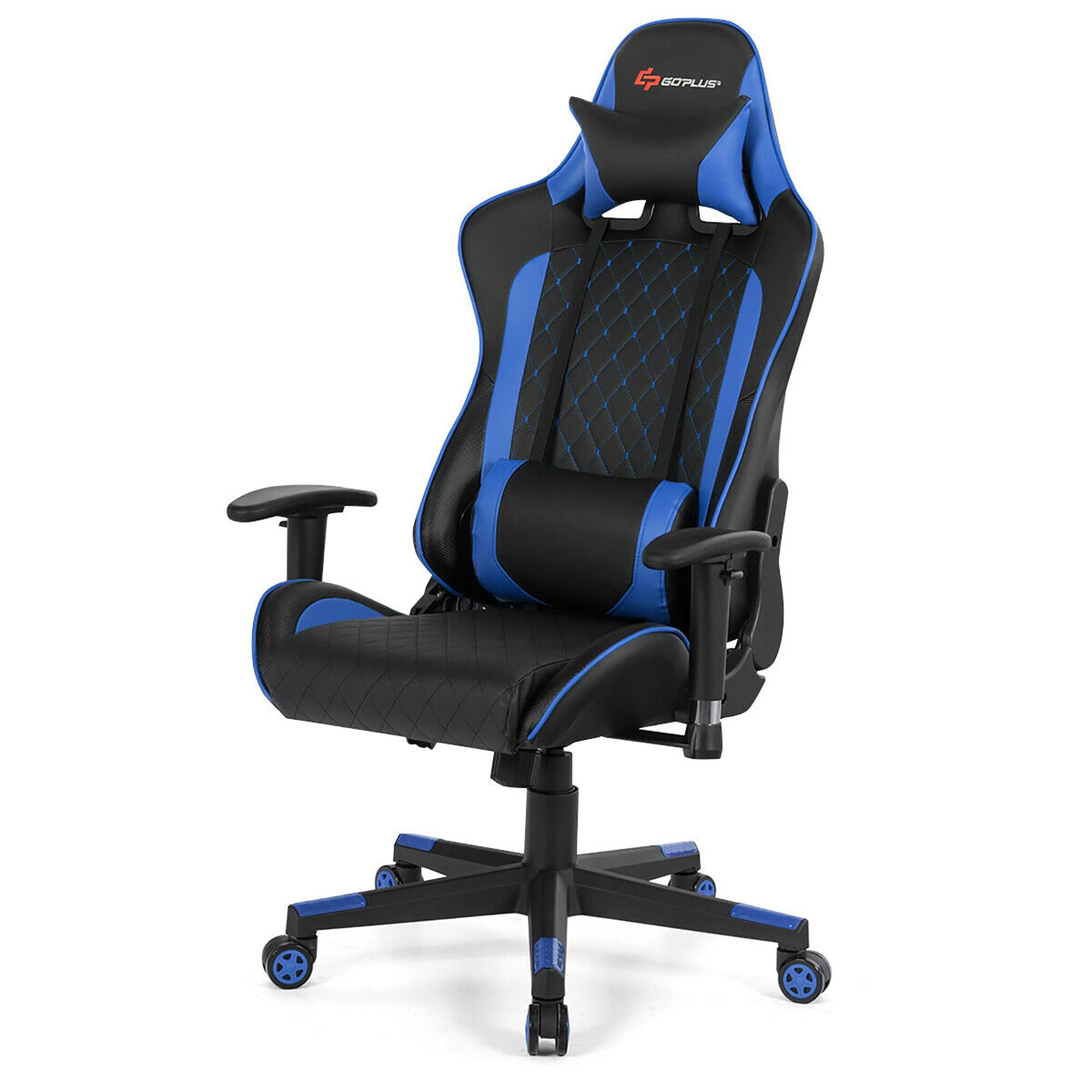Alt View 18. Costway - Racing Massage Gaming Chair with Lumbar Support - Blue + Black.