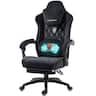 Dowinx - Gaming Chair Fabric Wide Back Breathable, Big & Tall Ergonomic Game Chair with Heated Massage Lumbar Support for Adults - Black