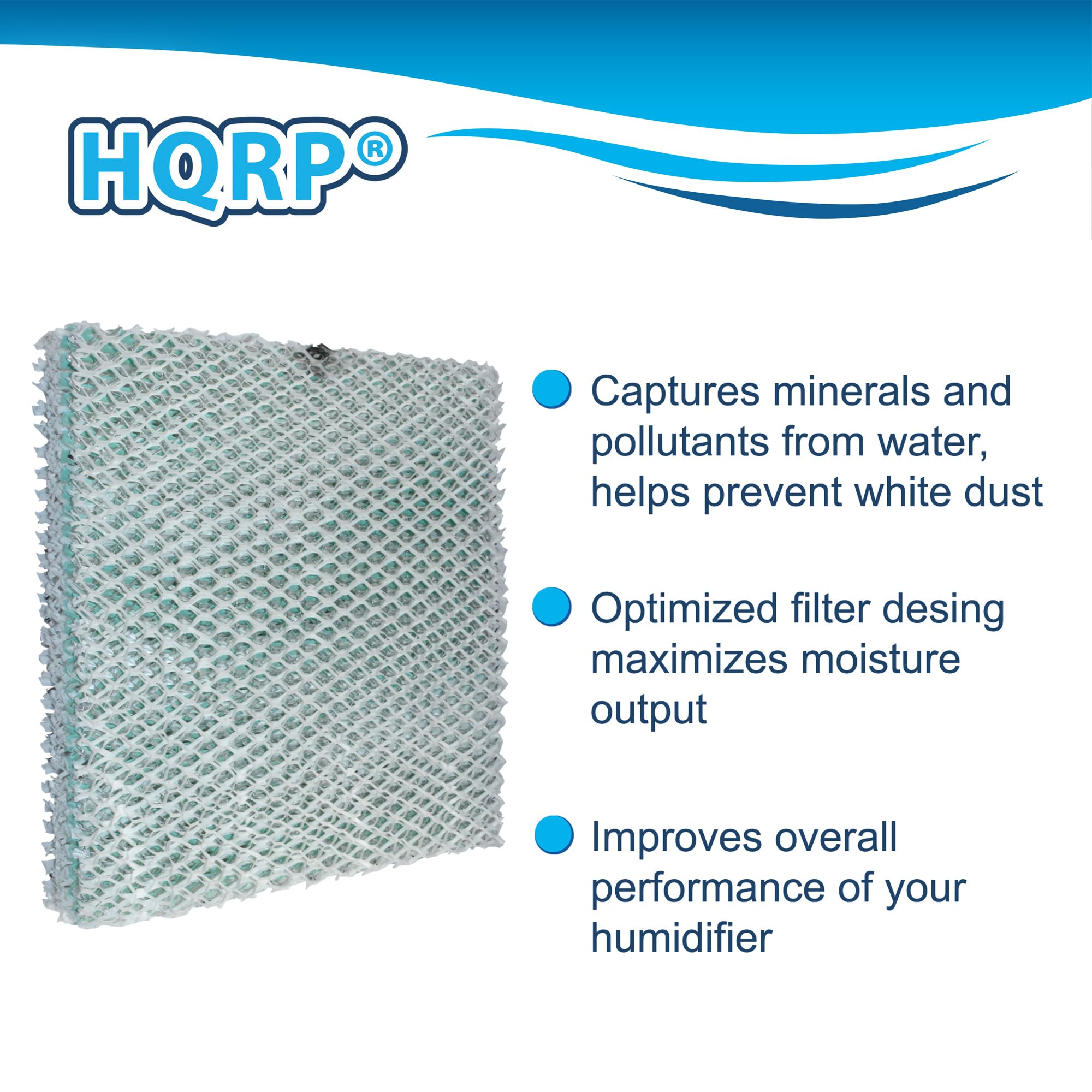 HQRP®

- Captures minerals and pollutants from water, helps prevent white dust
- Optimized filter design maximizes moisture output
- Improves overall performance of your humidifier