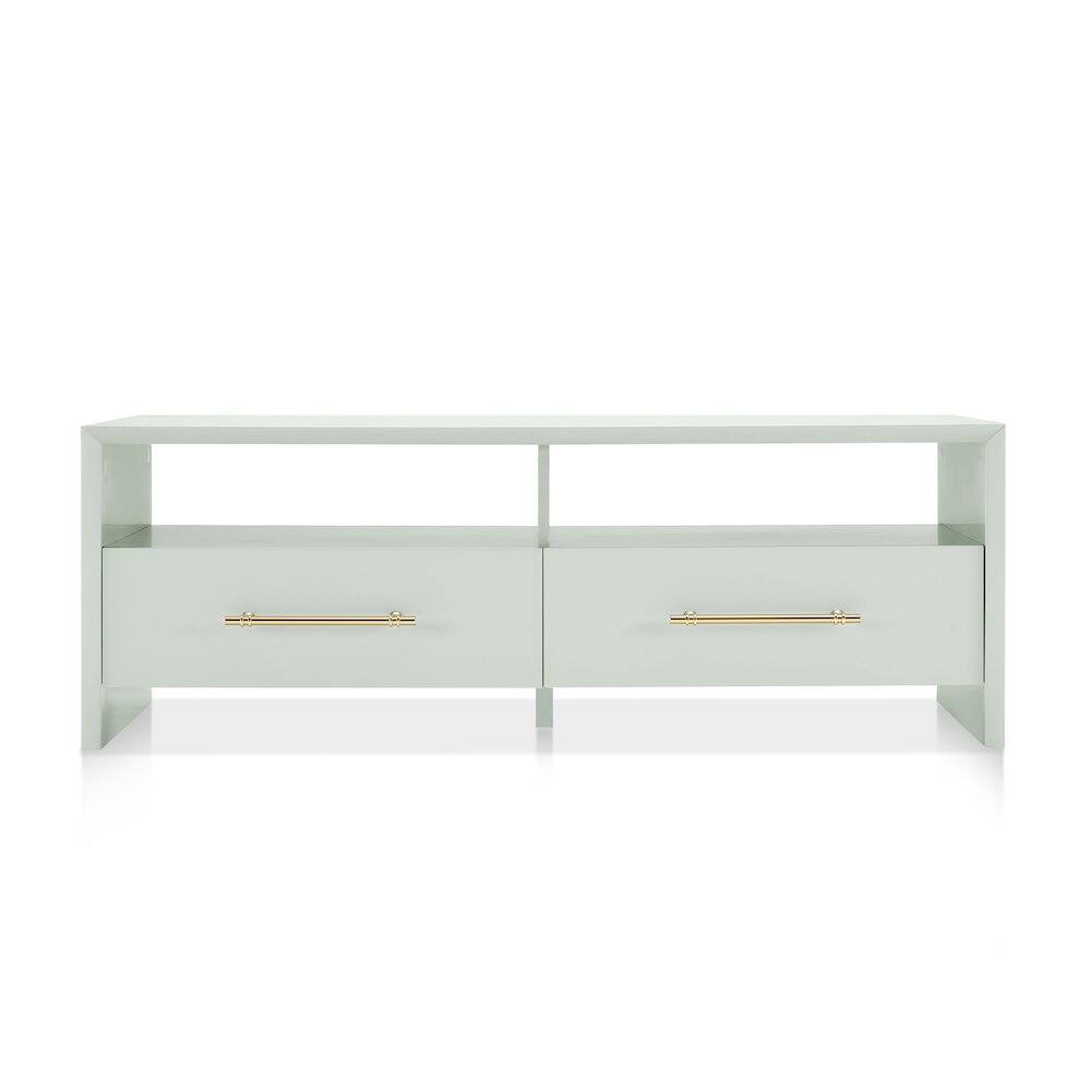 Angle. Furniture of America - Elvora Modern Wood 2-Drawer and 2-Shelf Coffee Table - Green.