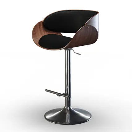 Front. Simpli Home - Amery Adjustable Swivel Bar Stool - Black.