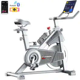 HARISON - Magnetic Exercise Bike for Home 380 LB Capacity with Bluetooth, Stationary Bike with iPad Holder (HR-X12 Sliver) - Black