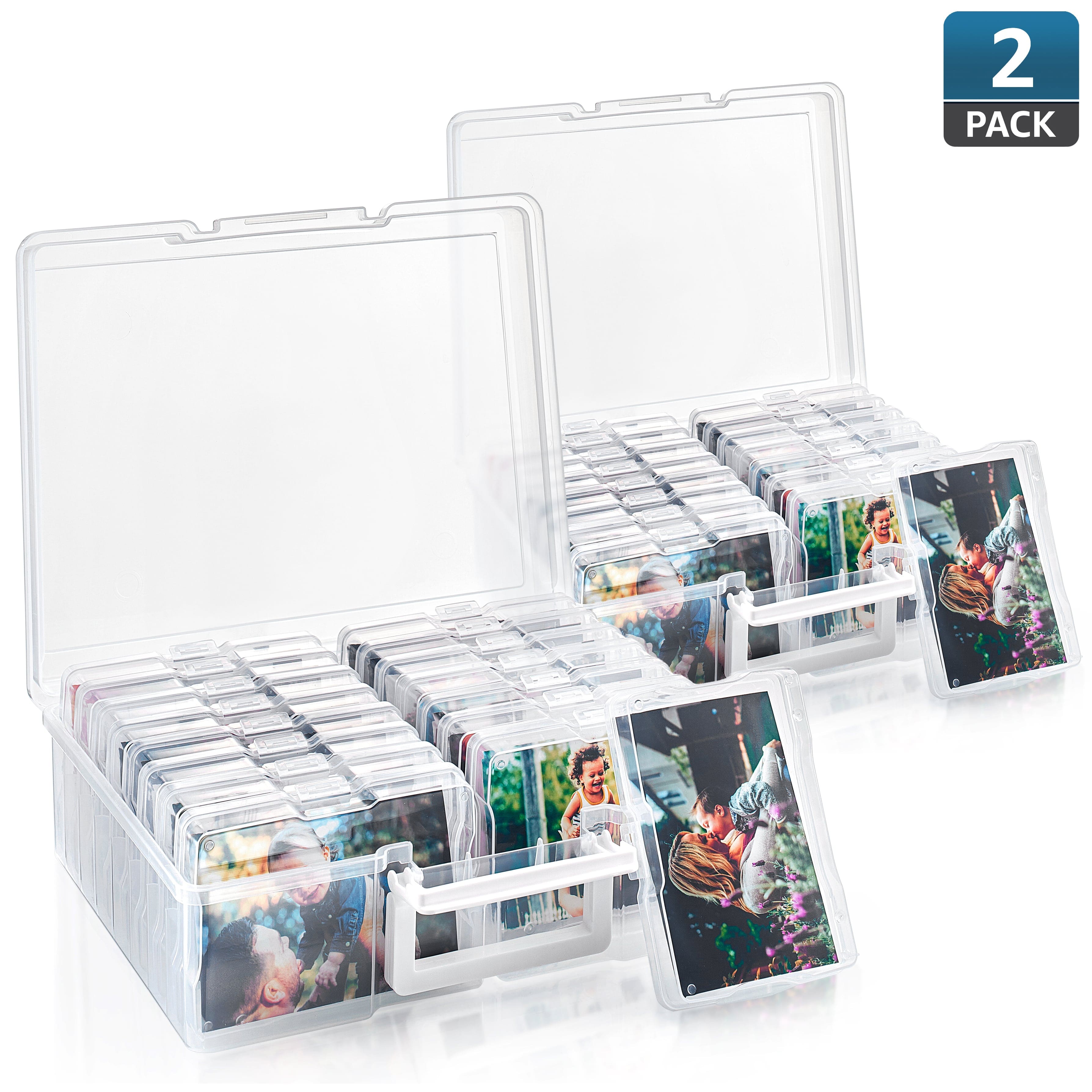 Sorbus - 2-Pack Durable Box with 16 Cases (4" x 6") Organizers and Storage Cases - Great for Photo Organization - Clear