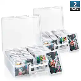 Sorbus - 2-Pack Durable Box with 16 Cases (4" x 6") Organizers and Storage Cases - Great for Photo Organization - Clear