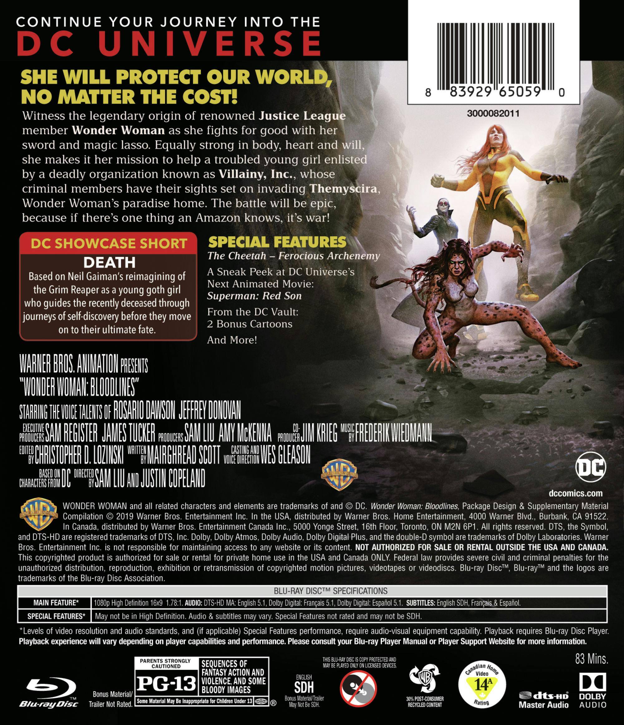 Back. Wonder Woman: Bloodlines (Blu-ray + DVD + Digital HD) [Blu-ray].