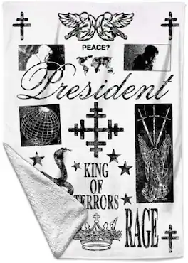 PopMarket - President - Rocksax - President - King of Terrors - Sherpa Fleece Throw (50 in x 60 in) - Multicolor