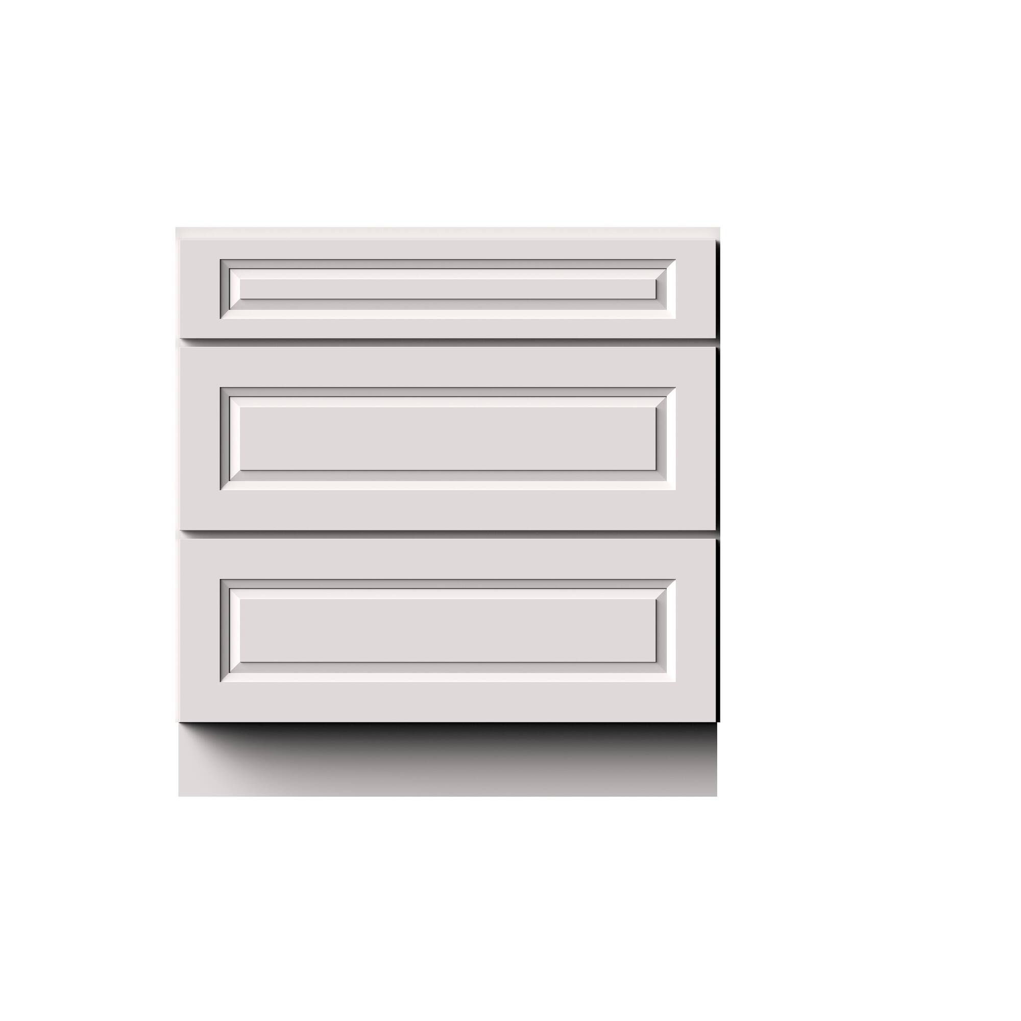 Alt View 1. Boyel Living - 33-in W x 34.5-in H x 24-in D Shaker 3-Drawer Kitchen Base Cabinet with Soft-Close Slides - Glacier White.