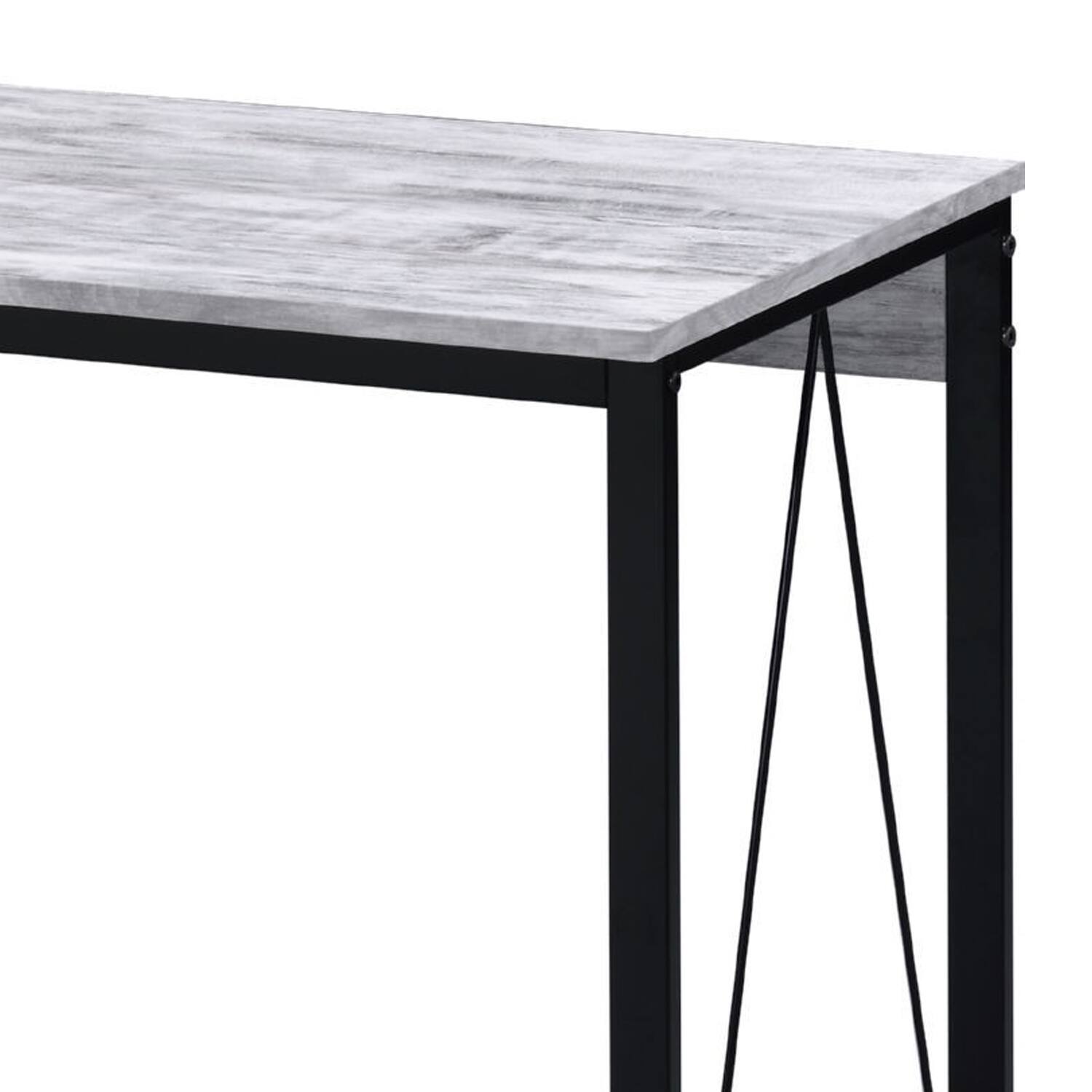 Back. Manhattan Lane - Writing Desk with V Shaped Accent and Distressed Look, White - White.