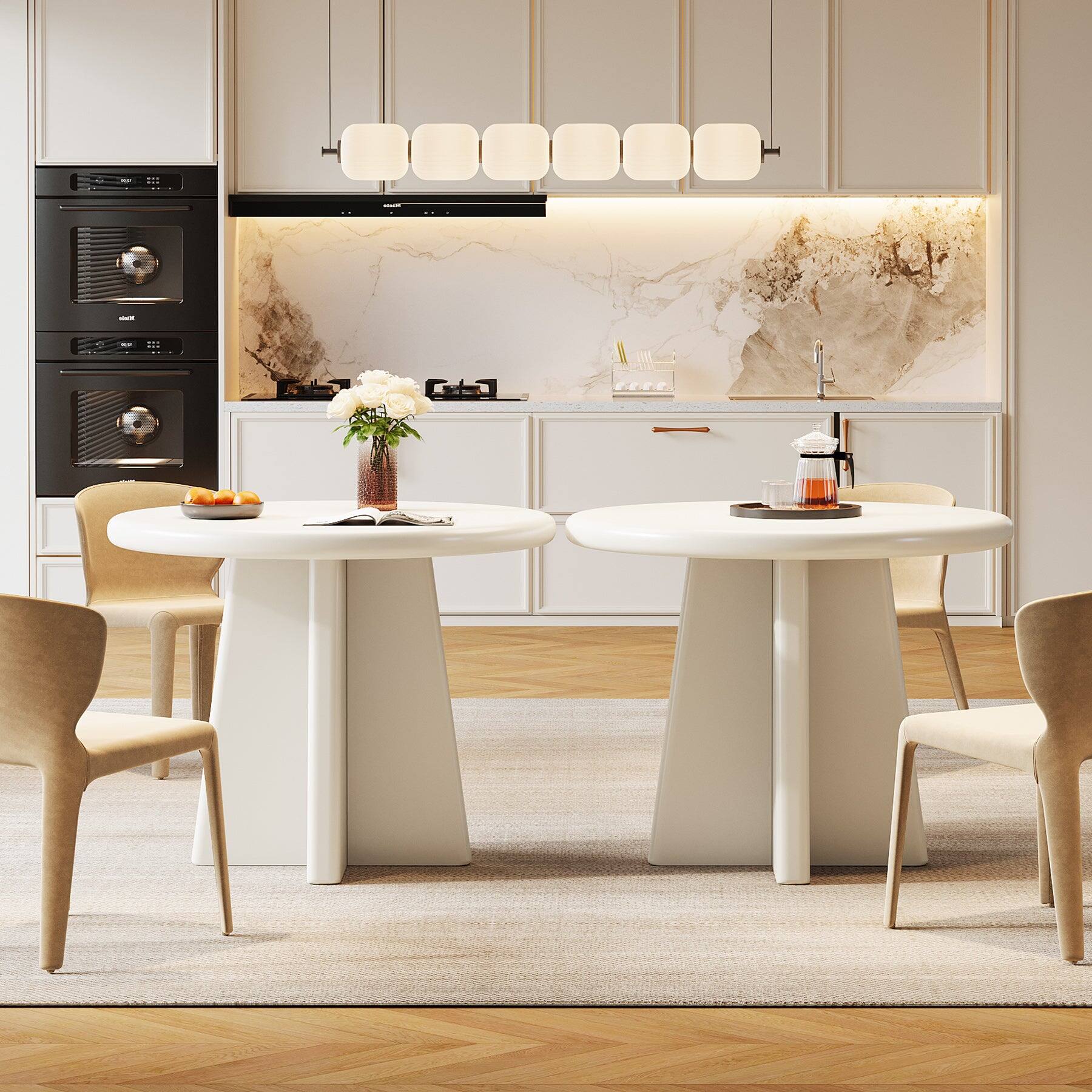 Alt View 4. Tribesigns - Dining Table with Engineered Wood Construction and Round Top for Everyday Meals and Family Gatherings - White.