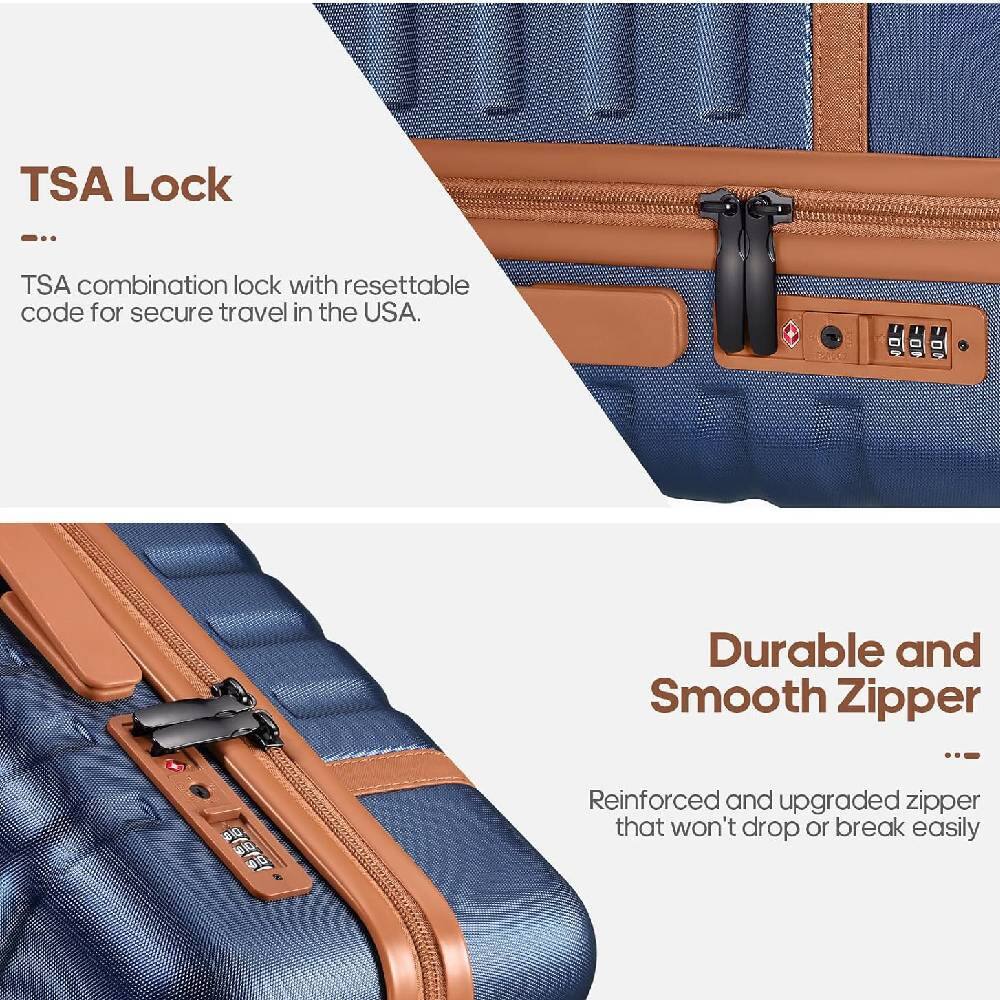 TSA Lock  
TSA combination lock with resettable code for secure travel in the USA.

Durable and Smooth Zipper  
Reinforced and upgraded zipper that won't drop or break easily.