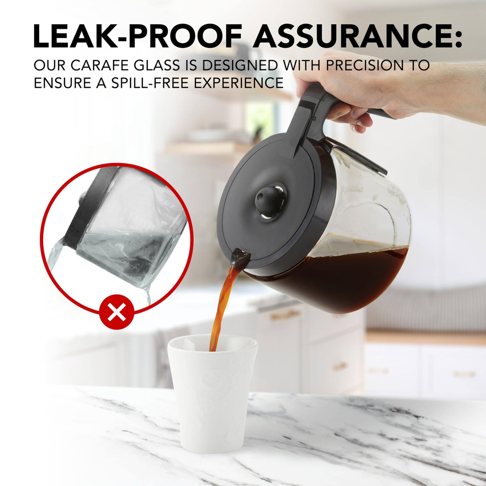 LEAK-PROOF ASSURANCE:  
OUR CARAFE GLASS IS DESIGNED WITH PRECISION TO ENSURE A SPILL-FREE EXPERIENCE