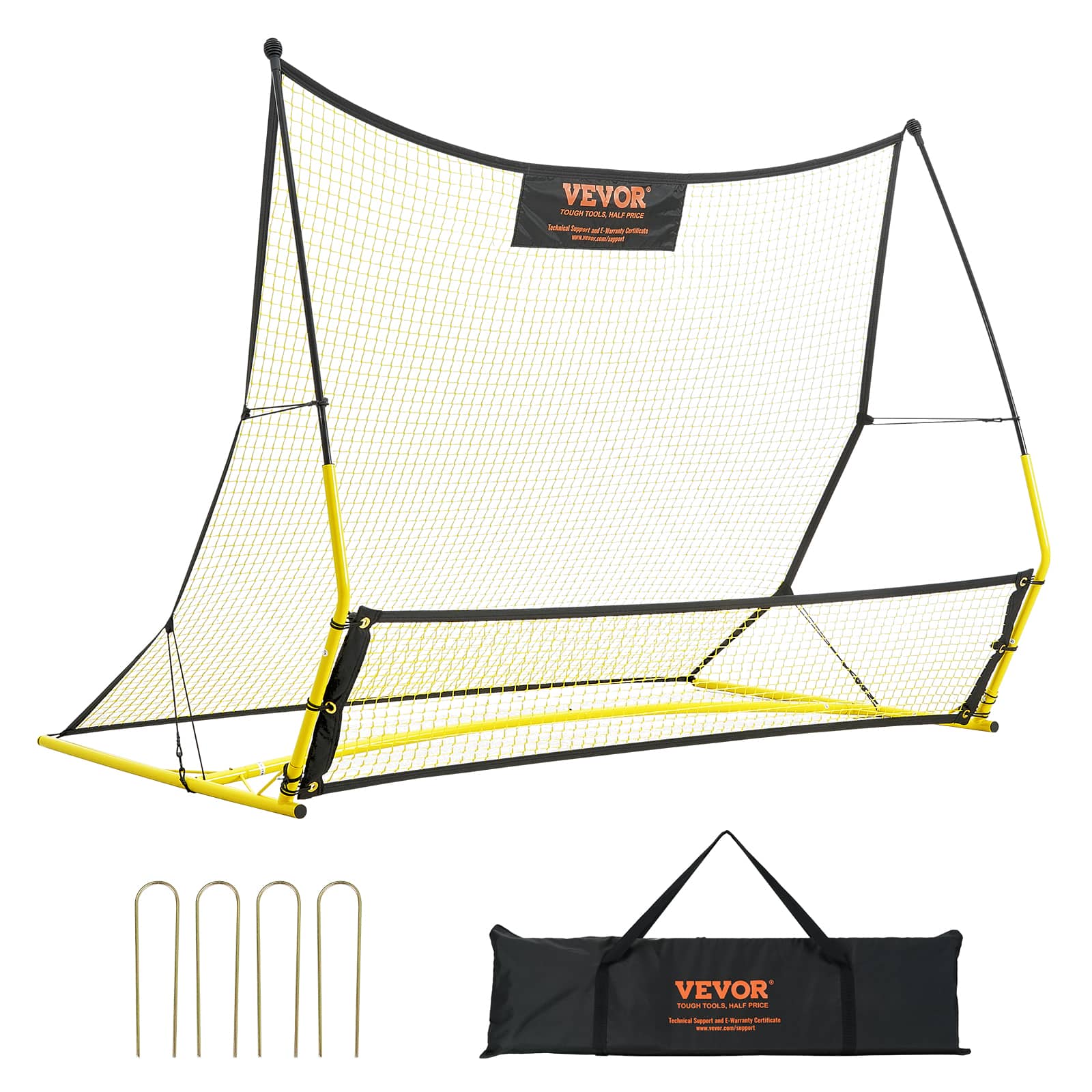 VEVOR - Soccer Trainer, 2-IN-1 Portable Soccer Rebounder Net, 71"x40" Iron Soccer Practice Equipment - Yellow