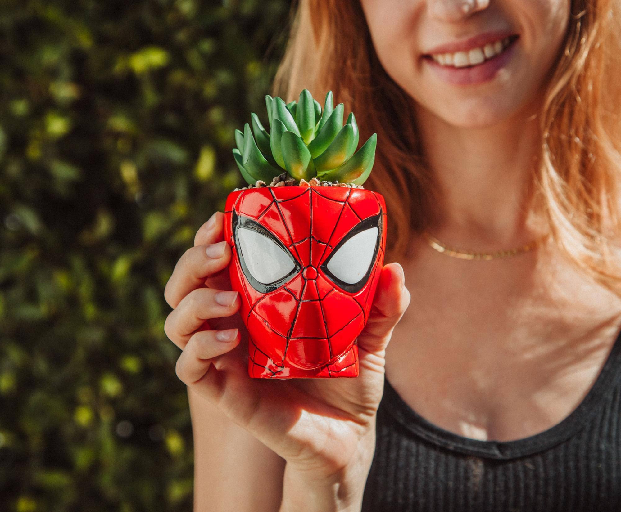 Alt View 10. Marvel - Marvel Comics Spider-Man 3-Inch Ceramic Mini Planter With Artificial Succulent - Red.