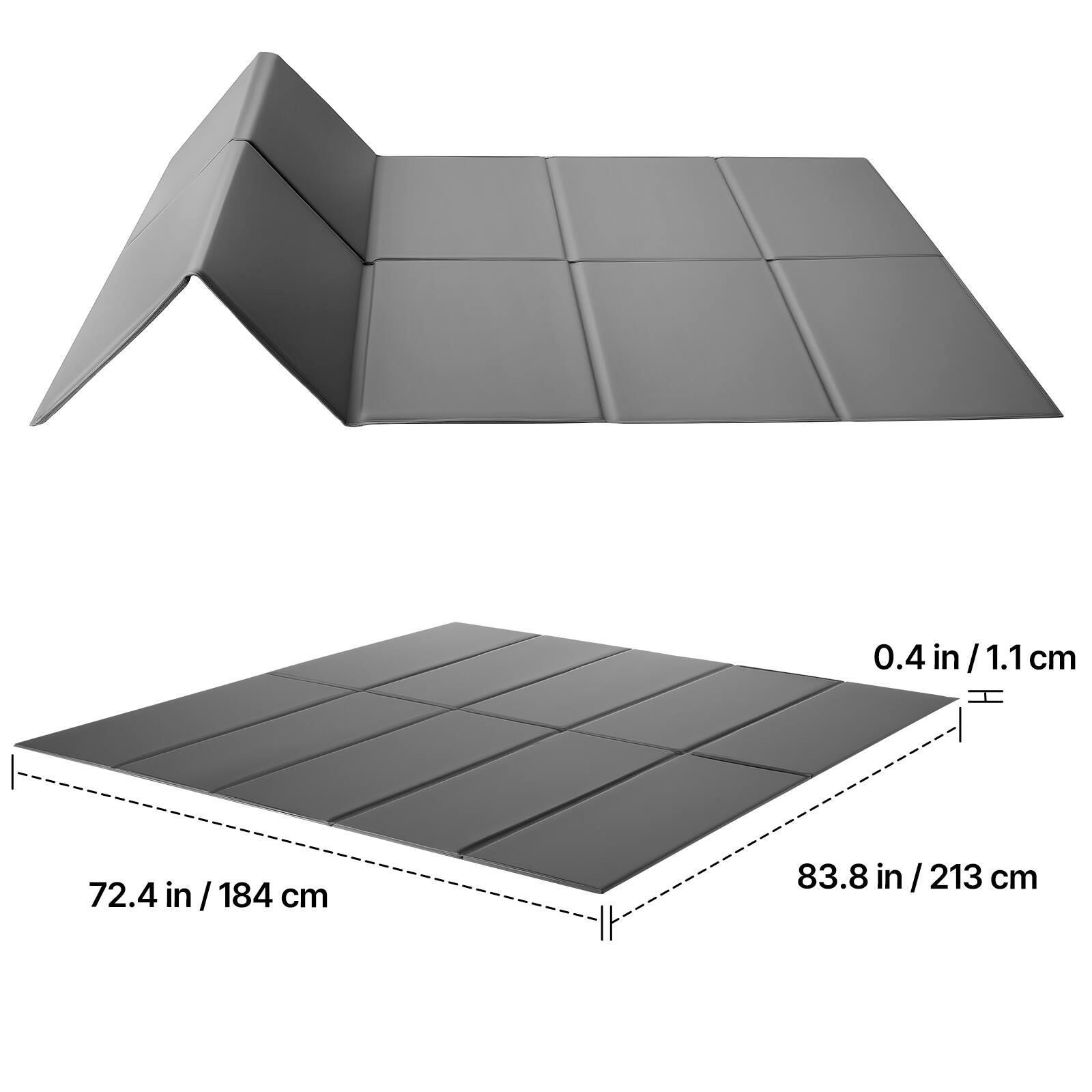 0.4 in / 1.1 cm  
72.4 in / 184 cm  
83.8 in / 213 cm