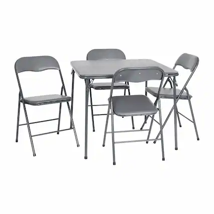 Front. Alamont Home - 5 Piece Folding Card Table and Chair Set - Gray.