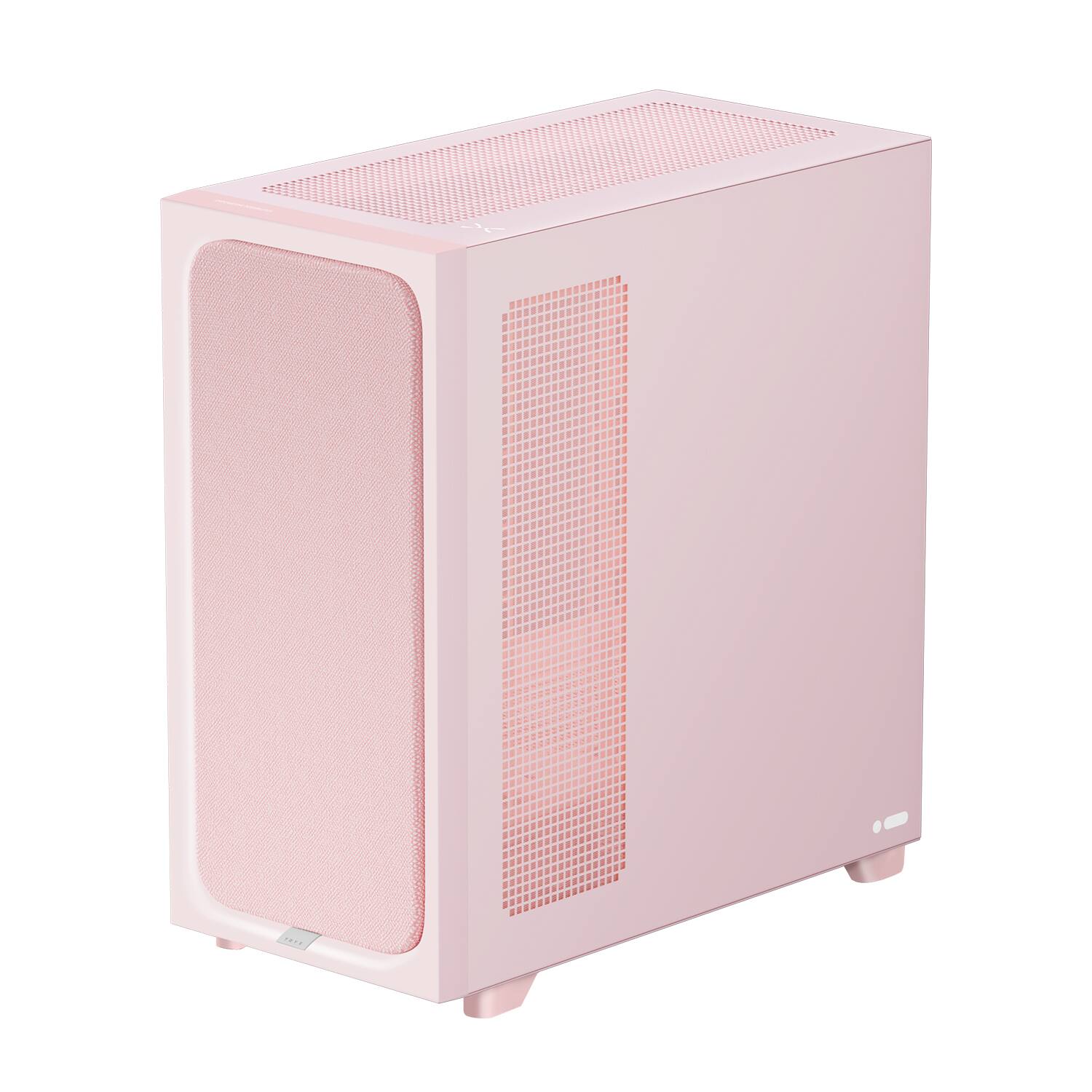 Angle. TRYX - TRYX FLOVA Pink Mid-Tower ATX Case with Fabric, Tempered Glass, 360mm Radiator Support, USB Type-C 3.2 Gen 2x2 - Pink.
