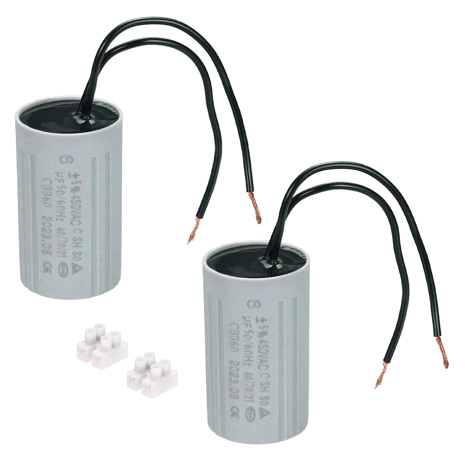 Unique Bargains - 2pcs 6uF CBB60 Running Capacitor, AC 450V 2 Wires 50/60Hz Cylinder 60x35mm for Water Pumps, Washing Machines - Gray price history on PriceWatchPro