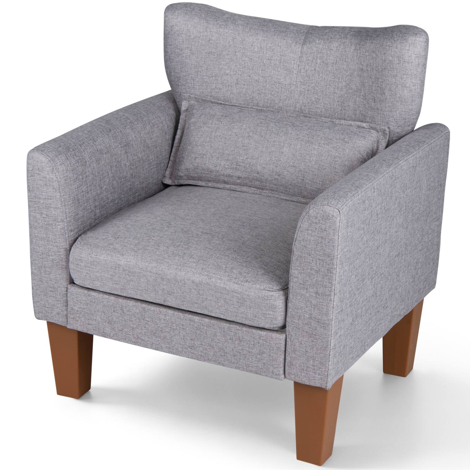 Left. WELLFOR - Modern Accent Chair with Removable Cushion & Pillow for Living Room - Gray.