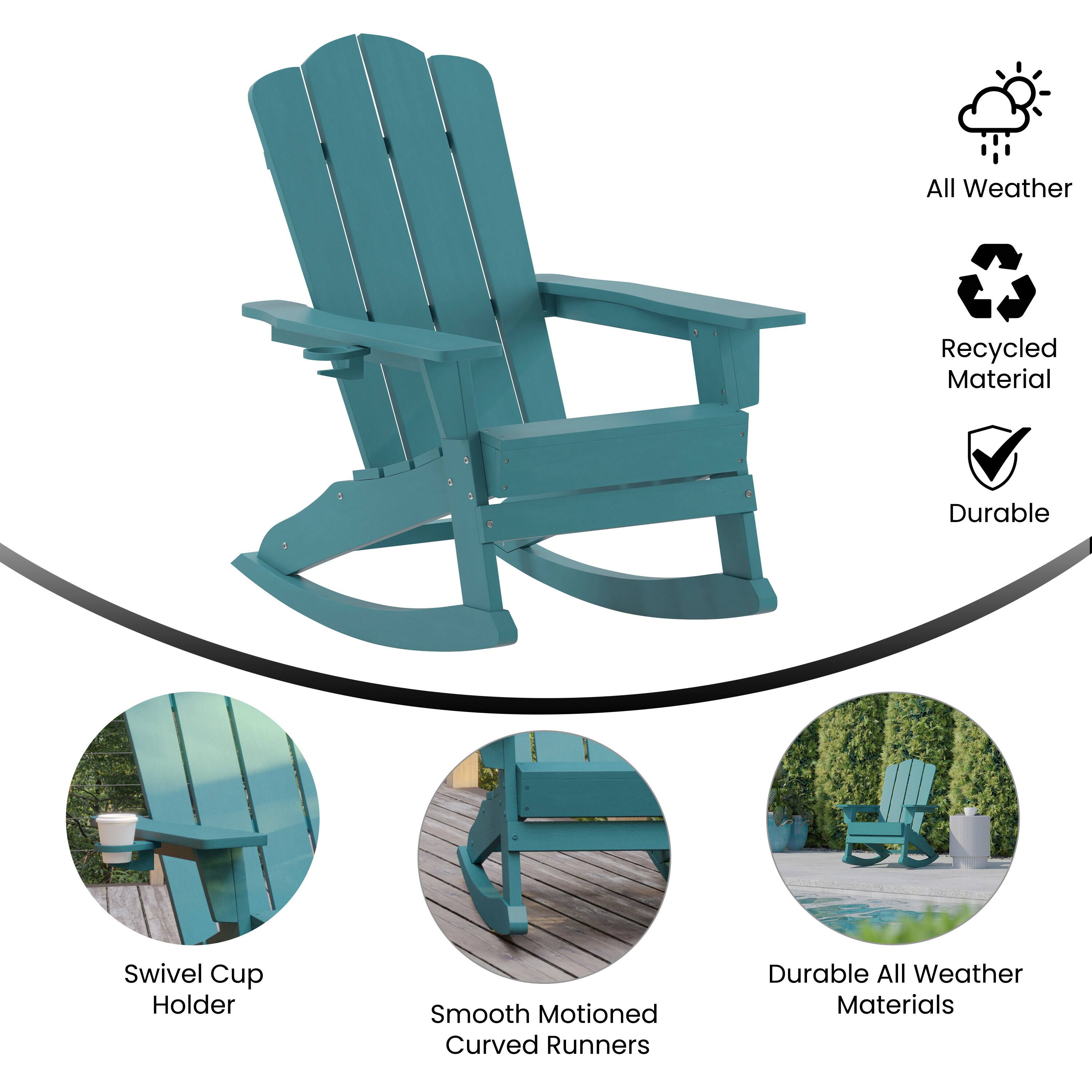 All Weather Recycled Material Durable Swivel Cup Holder Smooth Motioned Curved Runners Durable All Weather Materials
