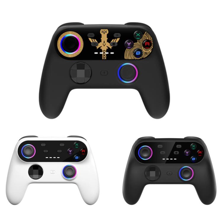 Alt View 1. Cluzine - RGB Lighting Wireless Gamepad with Vibration and Tactile Buttons, Professional Controller for Gaming - White.