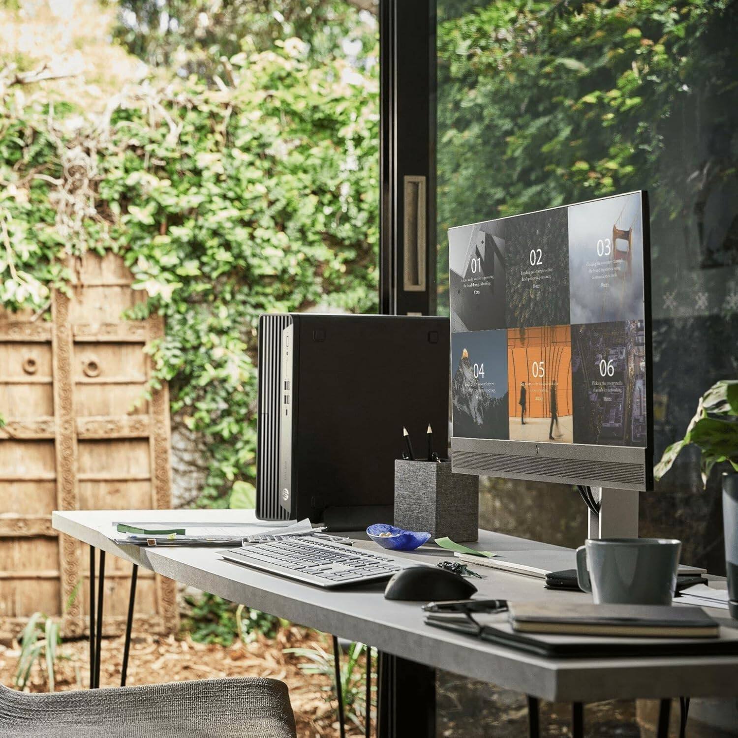 Alt View 3. HP - EliteDesk 805 G9 Business Desktop, AMD Ryzen 5 8500G, 32GB DDR5 RAM, 1TB PCIe SSD, Radeon 740M, Wi-Fi, Windows 11 Pro - Black.