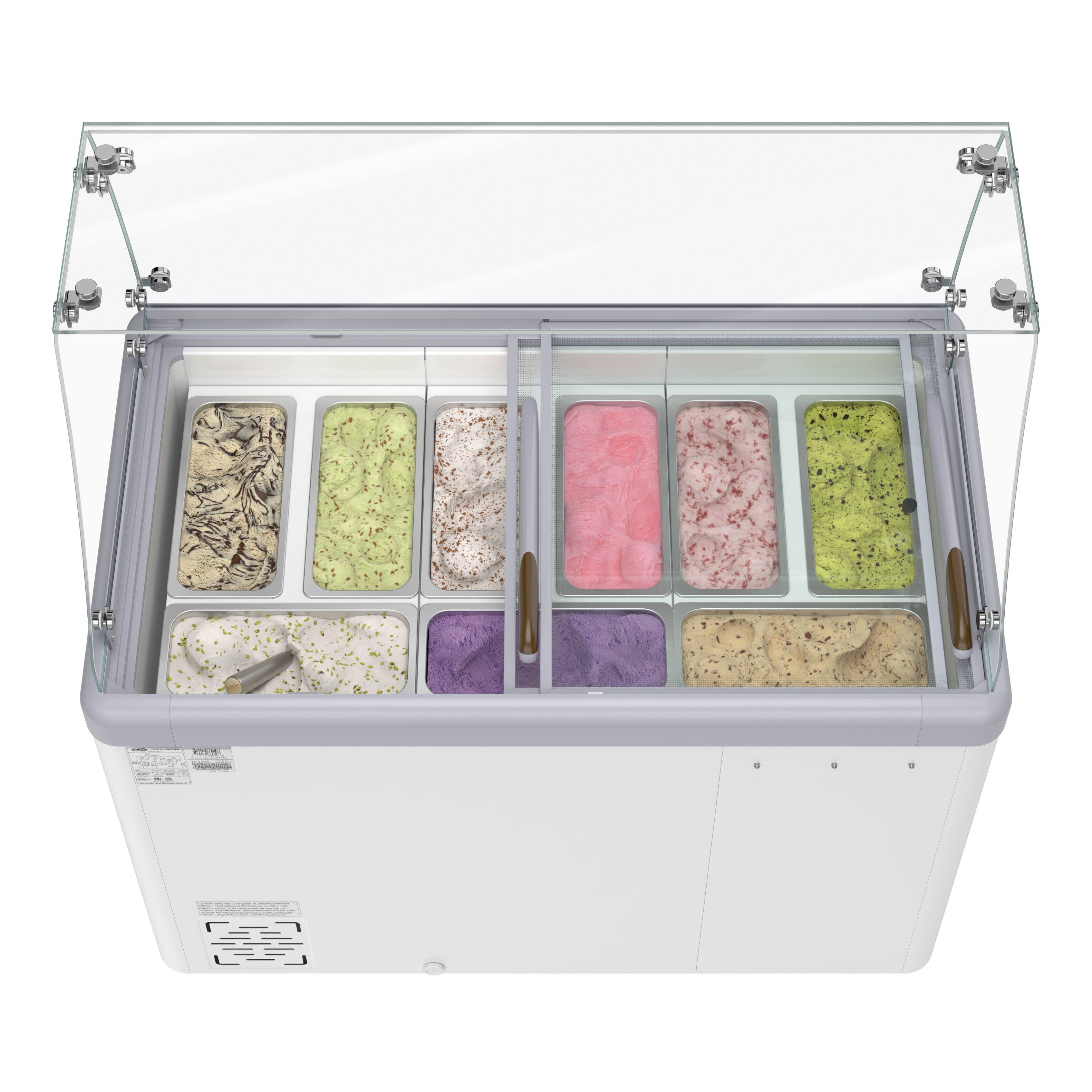 Alt View 7. Koolmore - 50 in. Gelato Dipping Cabinet Display Freezer with Sliding Glass Door and Sneeze Guard 13 cu. ft. KM-GDC-49SD-FG - White.