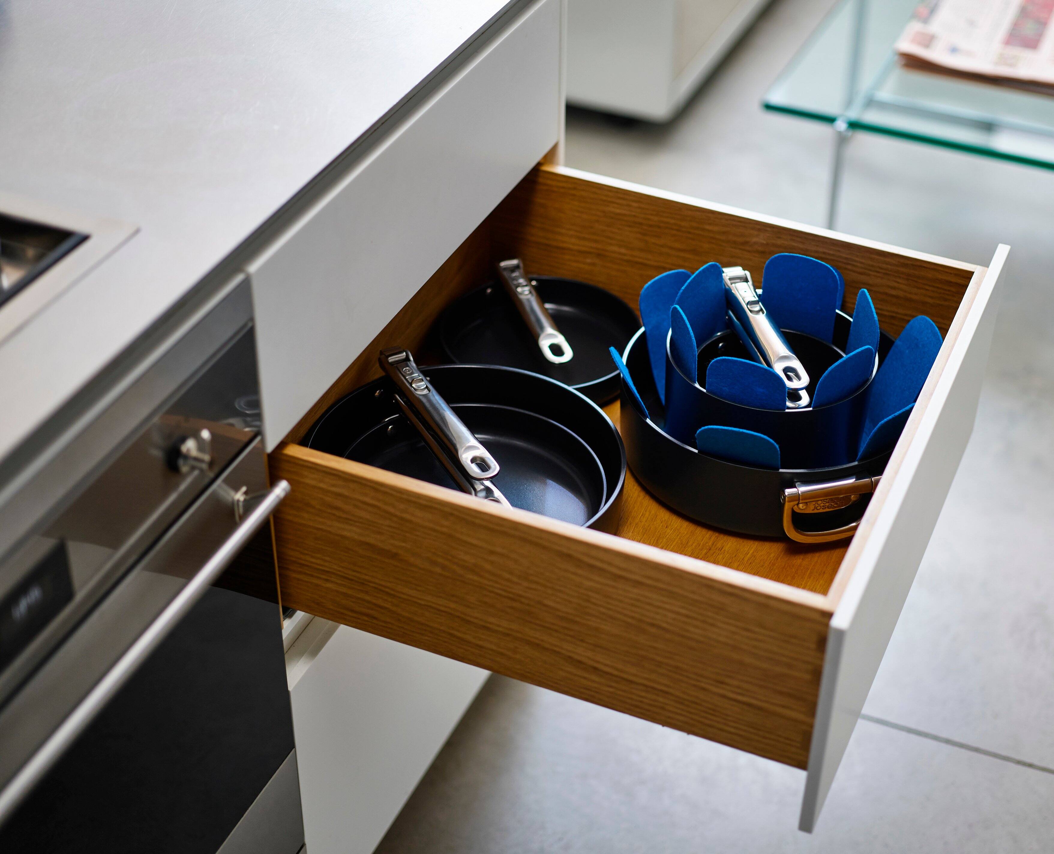 Alt View 5. Joseph Joseph - Space Ceramic Non-stick 10-piece Cookware Set with Folding Handles - Blue.