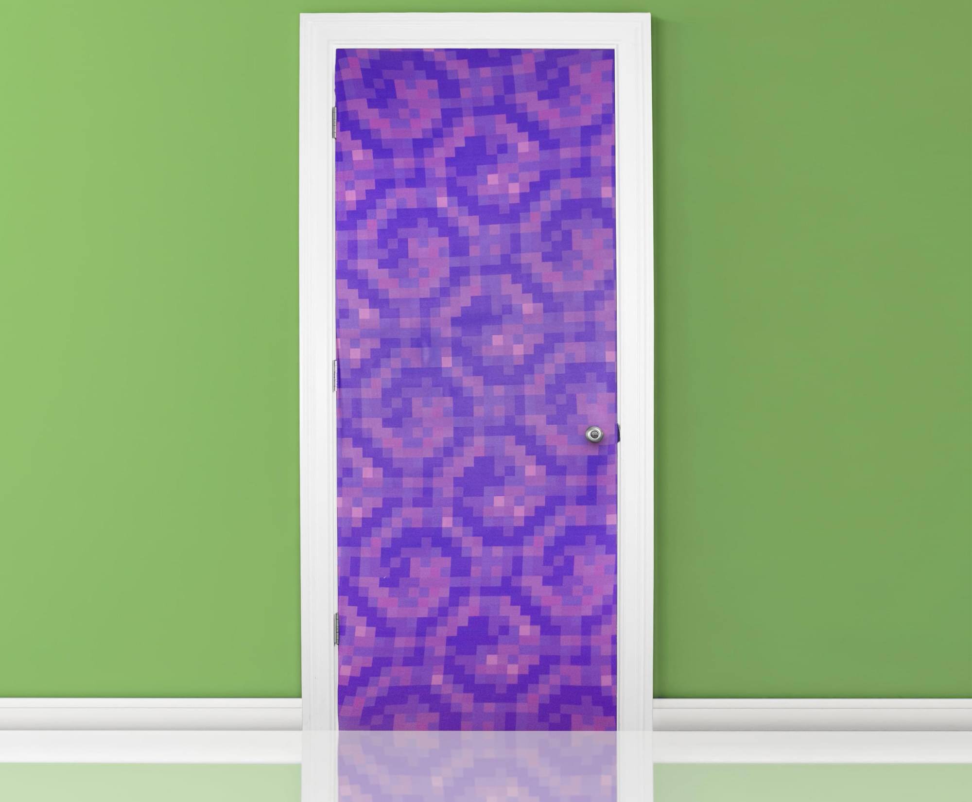 Front. Ukonic - Minecraft Purple Nether Portal Gateway Fabric Door Cling | 34 x 82 Inches - Purple.