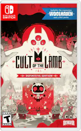 Nintendo Switch
Includes the expansion Woolhaven ++ and 4 DLC packs
Cult of the Lamb
Definitive Edition
Teen ESRB
Devolver Digital - T (Teen 13+)